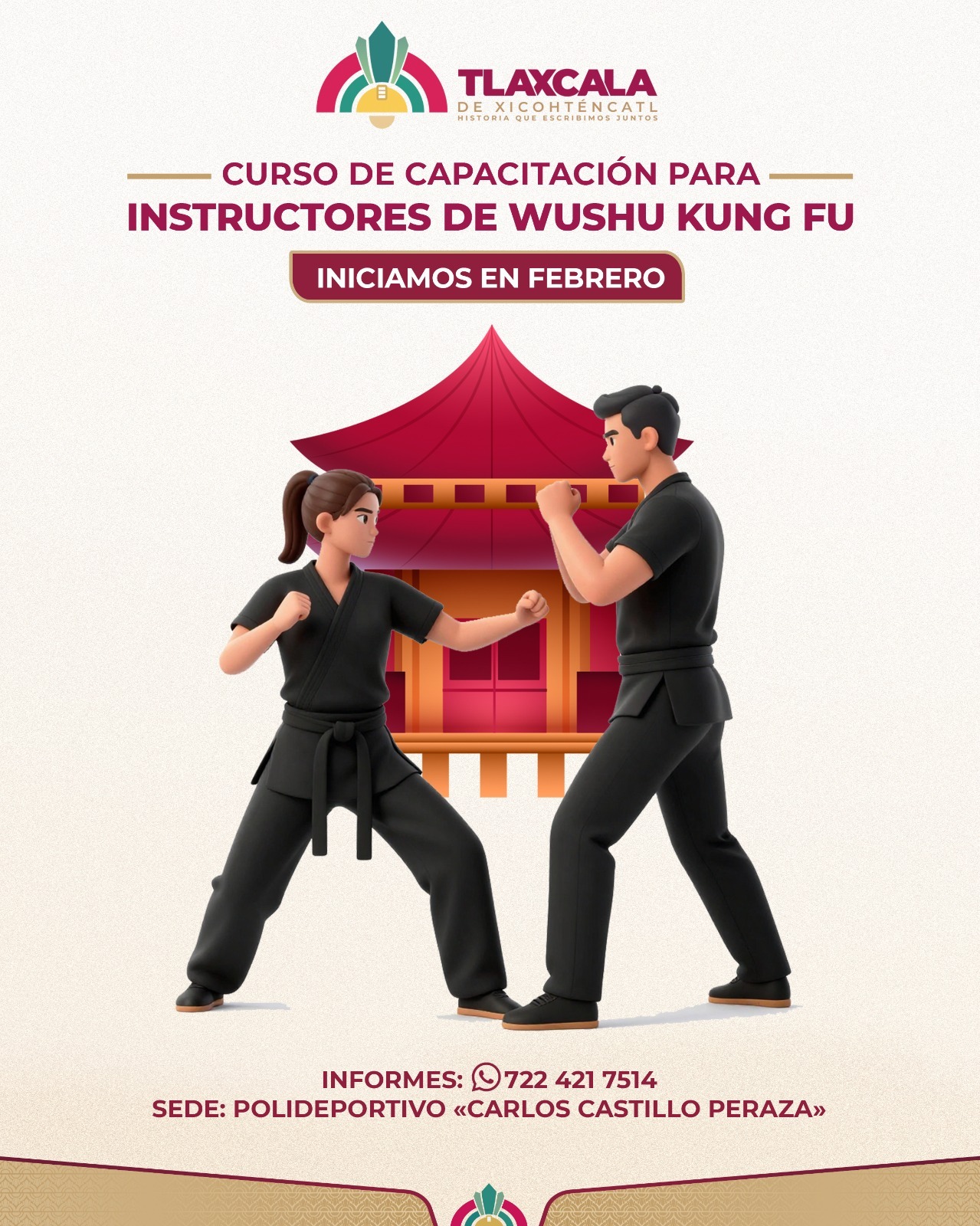 Ayuntamiento de Tlaxcala abre espacio de actualización para instructores de Wushu Kung Fu